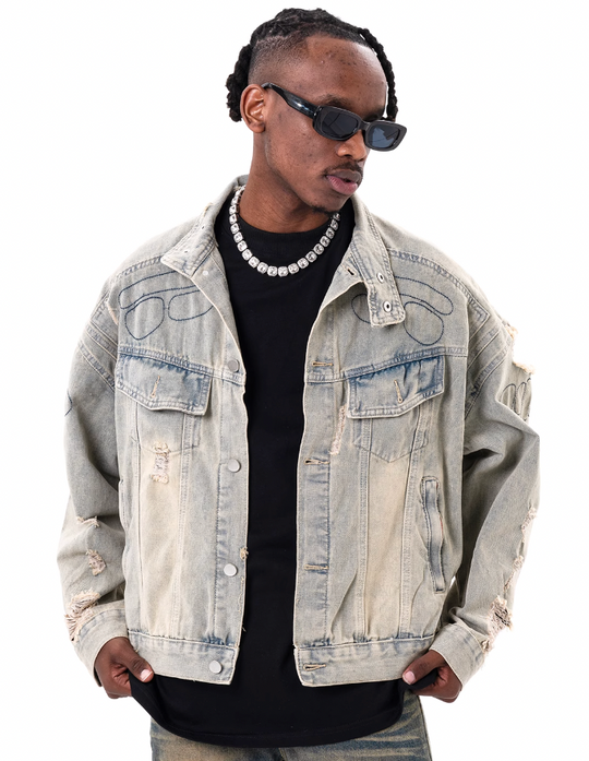 F3F Select Washed Destruction Denim Jacket