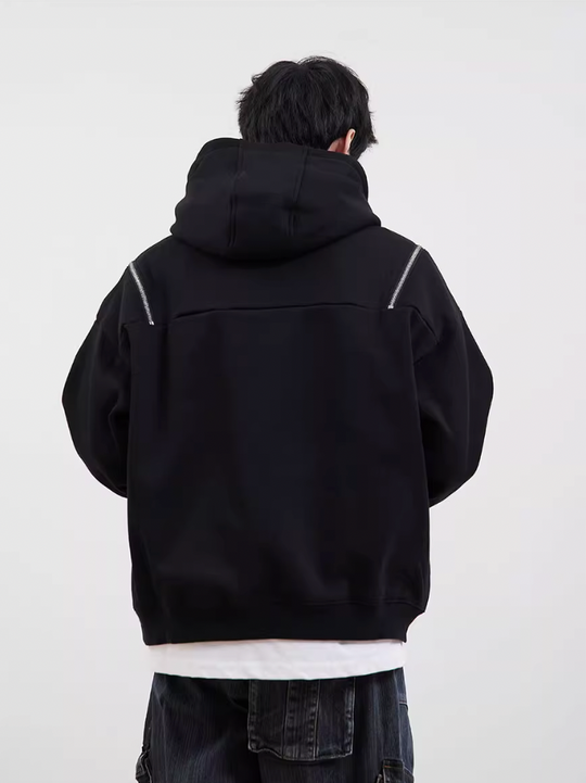 F3F Select Button Zipper Shoulder Hoodie