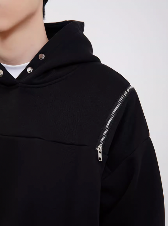 F3F Select Button Zipper Shoulder Hoodie