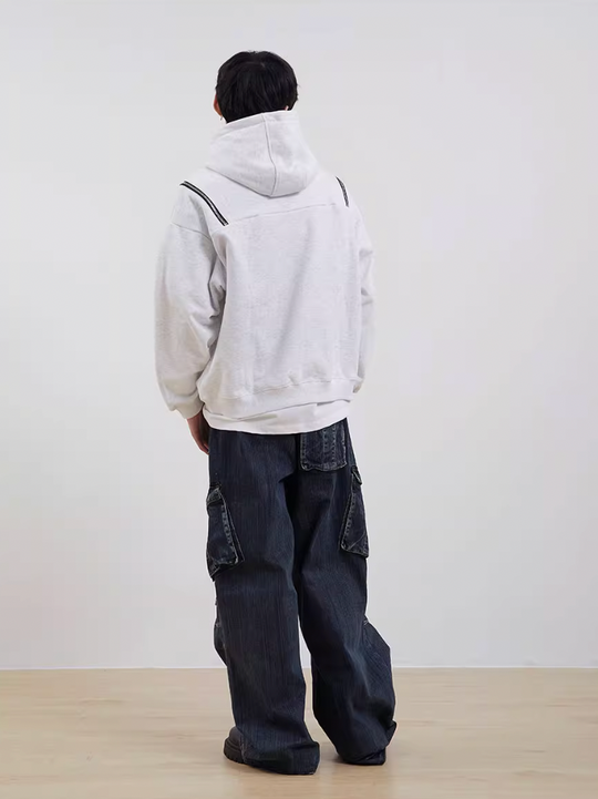 F3F Select Button Zipper Shoulder Hoodie