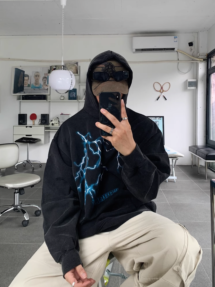 F3F Select Thunder Graffiti Print Hoodie