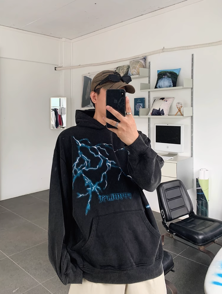 F3F Select Thunder Graffiti Print Hoodie
