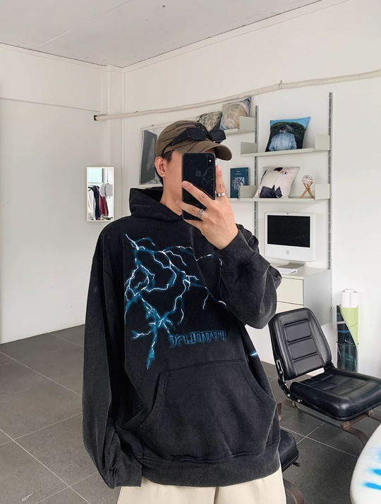 F3F Select Thunder Graffiti Print Hoodie