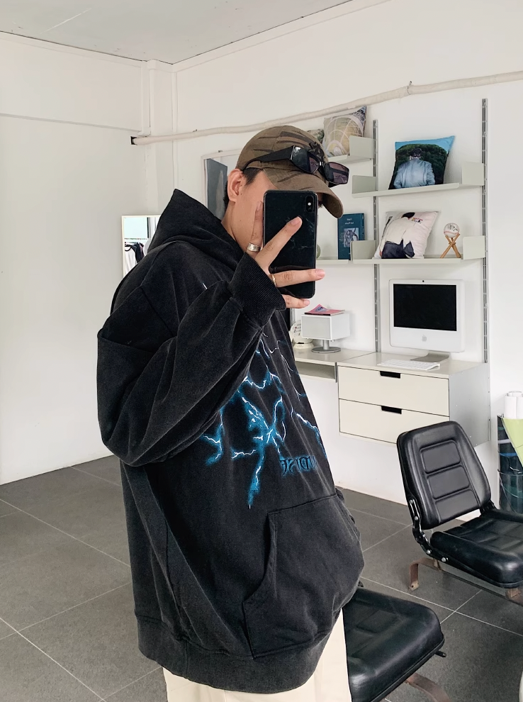 F3F Select Thunder Graffiti Print Hoodie