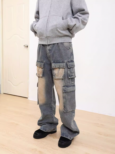F3F Select 3D Multi Pocket Straight Paratrooper Denim Pants