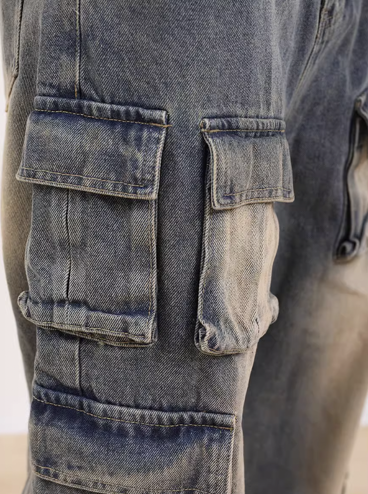 F3F Select 3D Multi Pocket Straight Paratrooper Denim Pants