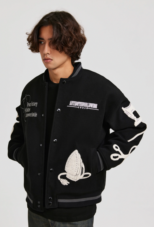 ANTIDOTE Embroidered Varsity Baseball Jacket