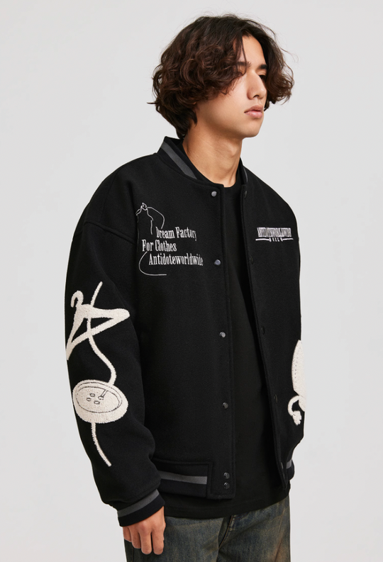 ANTIDOTE Embroidered Varsity Baseball Jacket