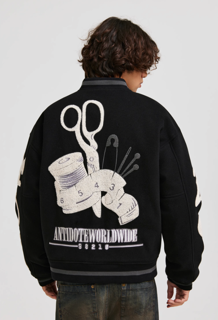 ANTIDOTE Embroidered Varsity Baseball Jacket