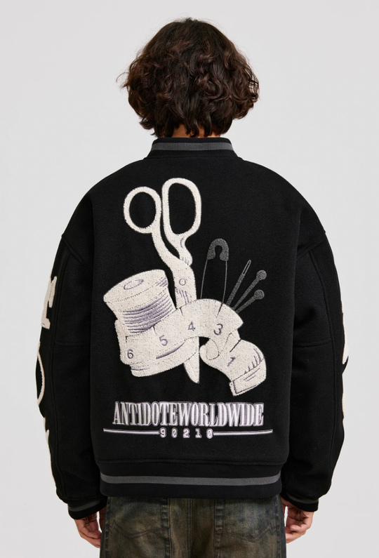 ANTIDOTE Embroidered Varsity Baseball Jacket