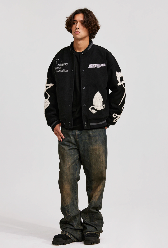 ANTIDOTE Embroidered Varsity Baseball Jacket
