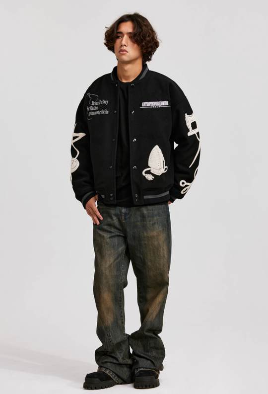 ANTIDOTE Embroidered Varsity Baseball Jacket