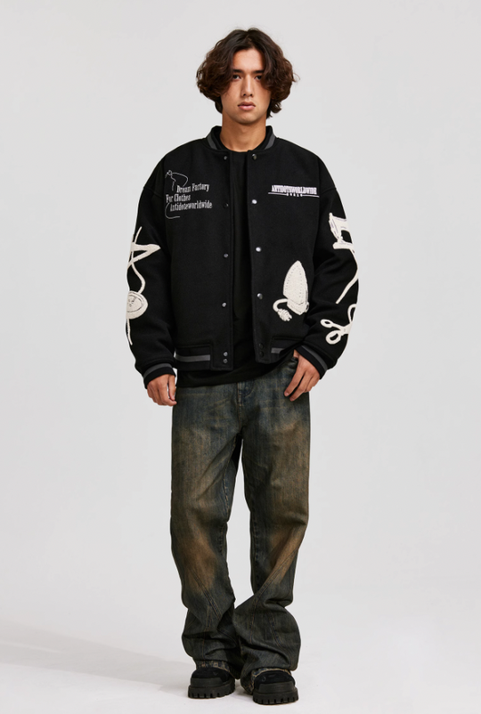ANTIDOTE Embroidered Varsity Baseball Jacket