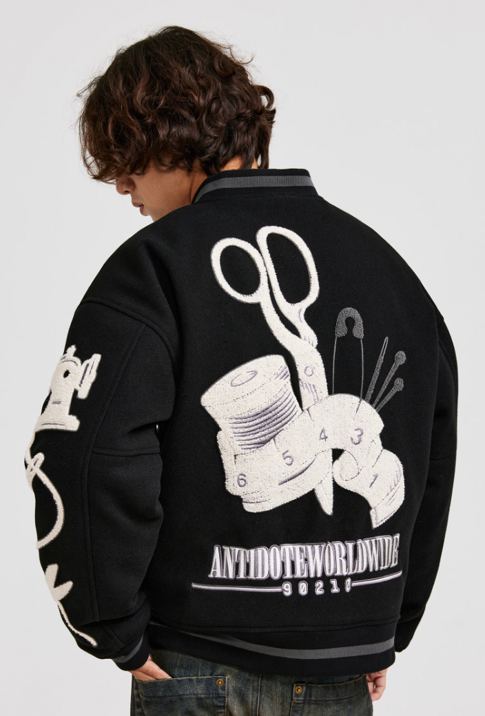 ANTIDOTE Embroidered Varsity Baseball Jacket
