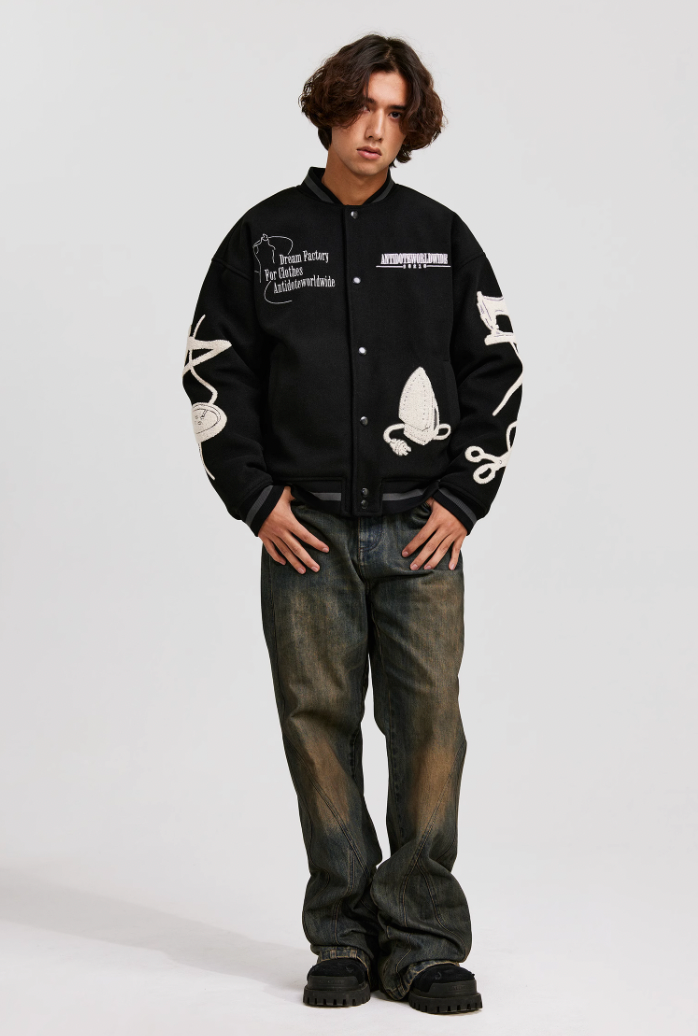 ANTIDOTE Embroidered Varsity Baseball Jacket