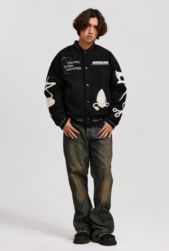 ANTIDOTE Embroidered Varsity Baseball Jacket
