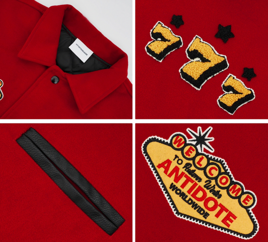 ANTIDOTE Lucky 777 Embroidered Varsity Baseball Jacket