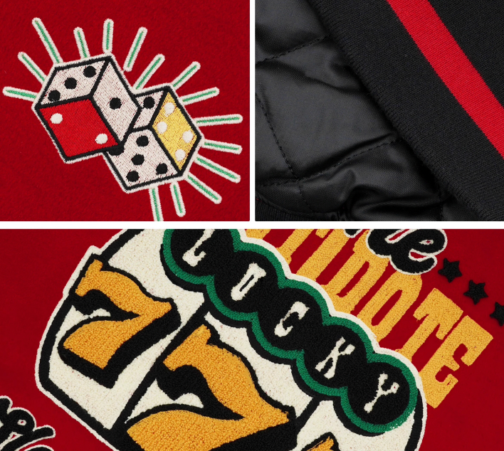 ANTIDOTE Lucky 777 Embroidered Varsity Baseball Jacket