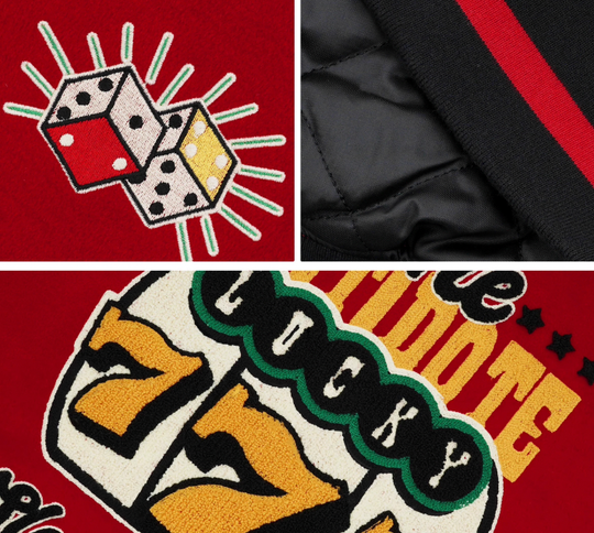 ANTIDOTE Lucky 777 Embroidered Varsity Baseball Jacket