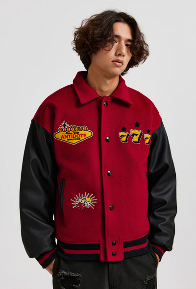 ANTIDOTE Lucky 777 Embroidered Varsity Baseball Jacket