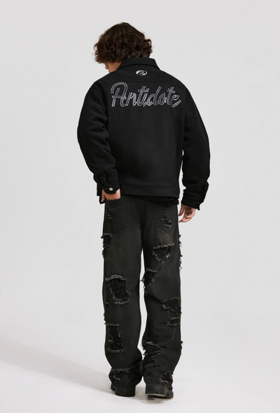 ANTIDOTE Hot Studded Logo Tweed Jacket