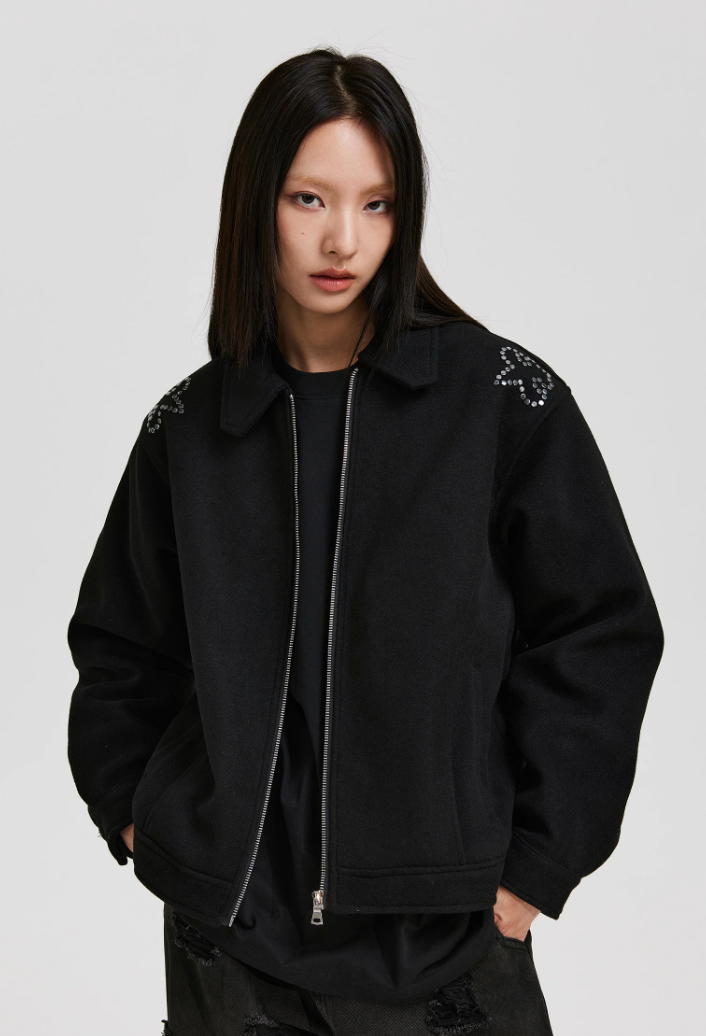 ANTIDOTE Hot Studded Logo Tweed Jacket