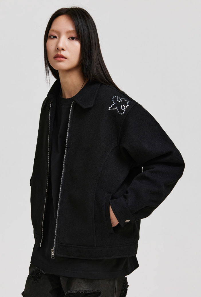 ANTIDOTE Hot Studded Logo Tweed Jacket