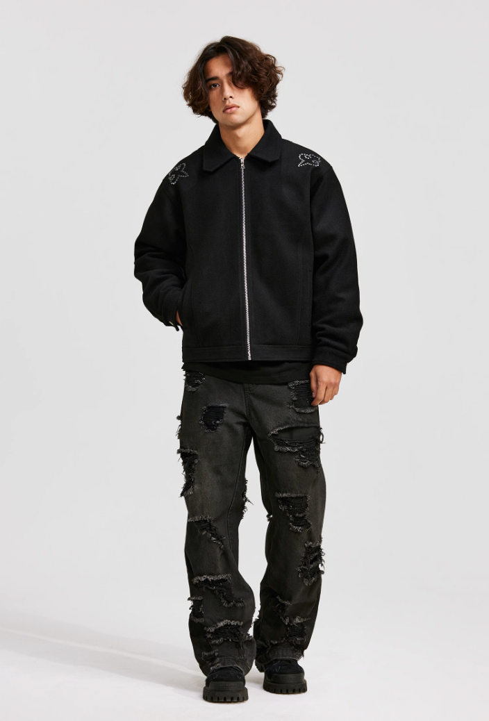 ANTIDOTE Hot Studded Logo Tweed Jacket