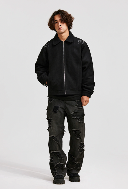 ANTIDOTE Hot Studded Logo Tweed Jacket