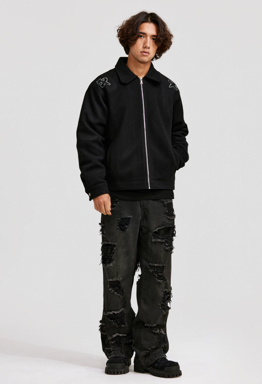 ANTIDOTE Hot Studded Logo Tweed Jacket