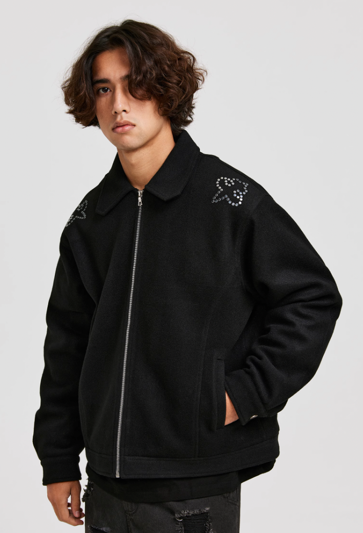 ANTIDOTE Hot Studded Logo Tweed Jacket