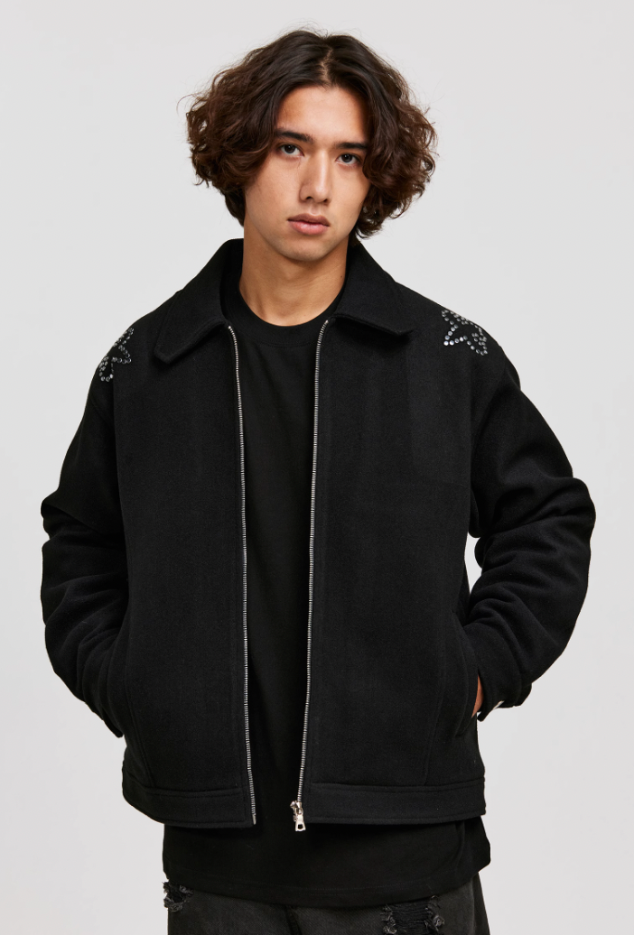 ANTIDOTE Hot Studded Logo Tweed Jacket