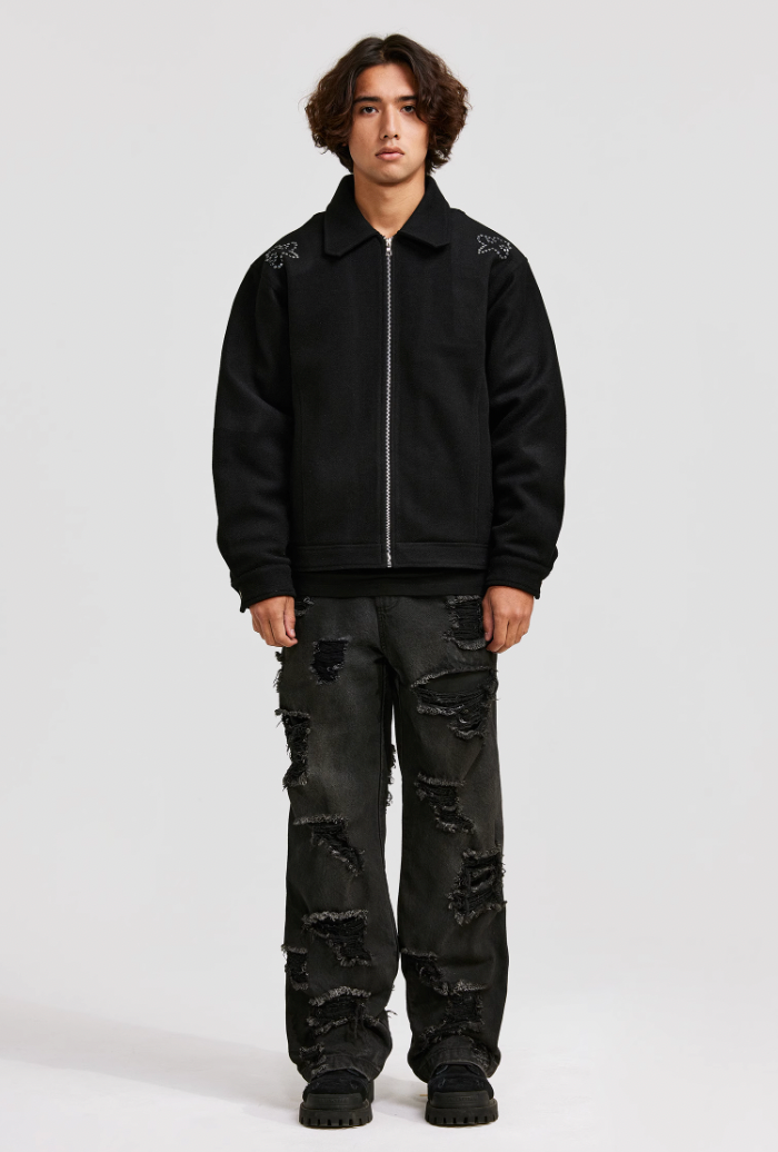 ANTIDOTE Hot Studded Logo Tweed Jacket