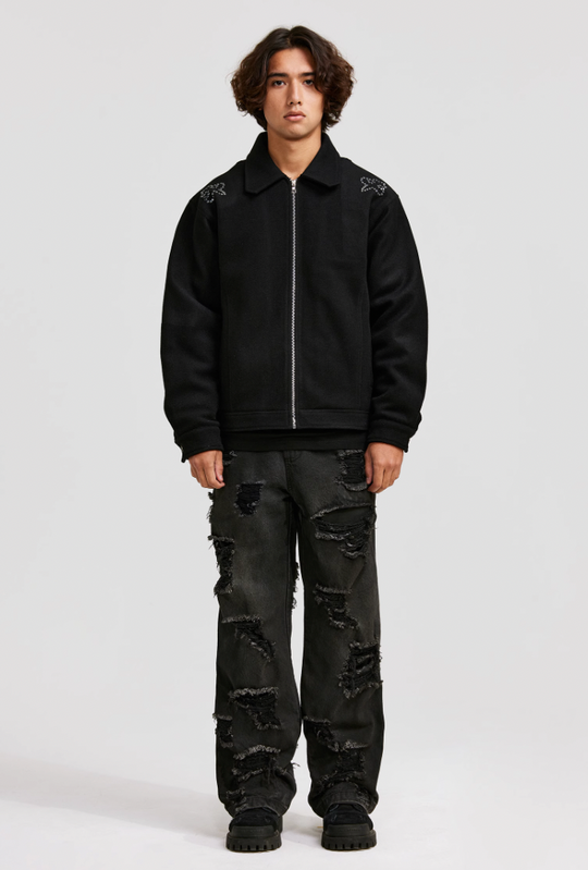 ANTIDOTE Hot Studded Logo Tweed Jacket