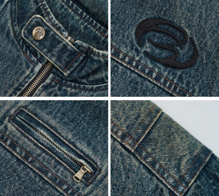 ANTIDOTE Washed Gradient Denim Motorcycle Jacket