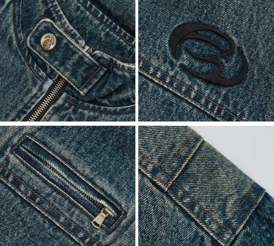 ANTIDOTE Washed Gradient Denim Motorcycle Jacket