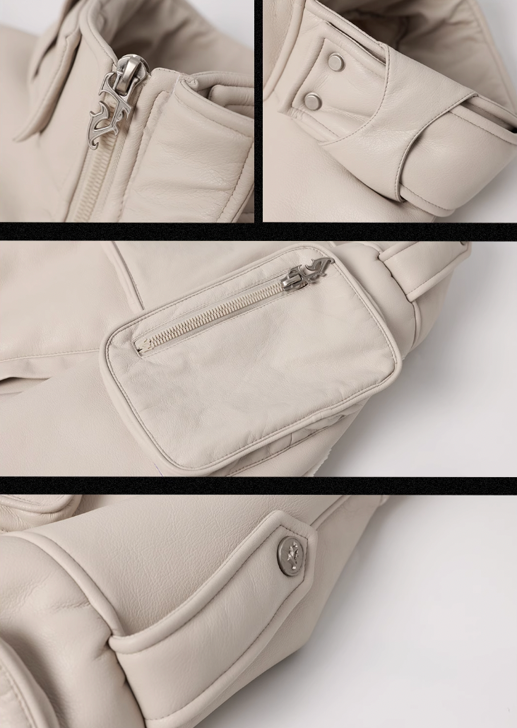 JHYQ Motorcycle Leather Short Jacket