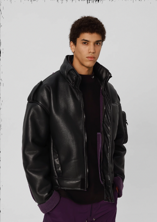 JHYQ Motorcycle Leather Short Jacket