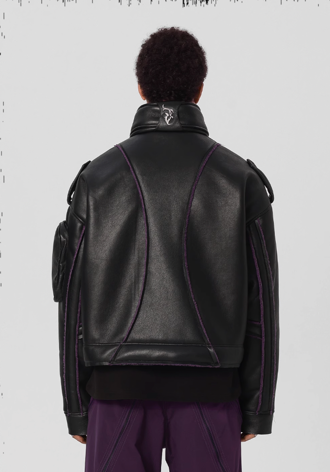 JHYQ Motorcycle Leather Short Jacket