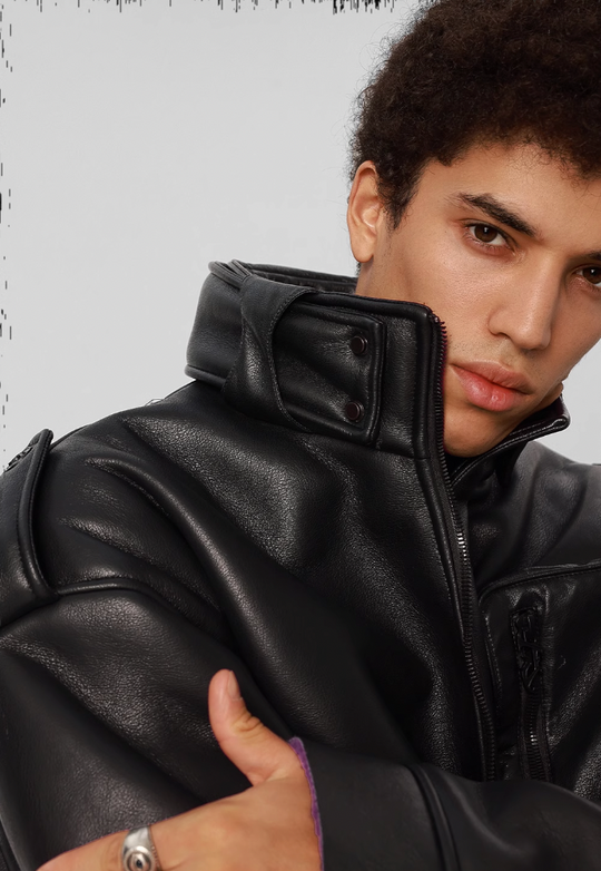 JHYQ Motorcycle Leather Short Jacket