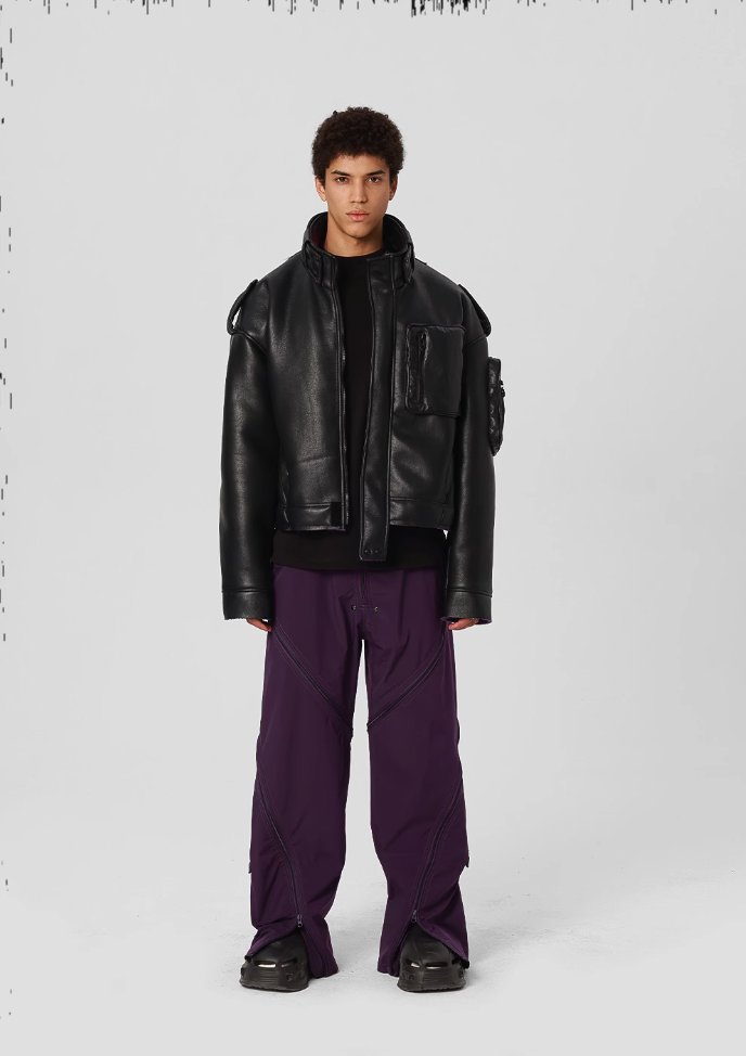 JHYQ Motorcycle Leather Short Jacket