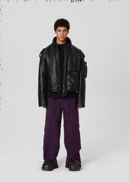 JHYQ Motorcycle Leather Short Jacket