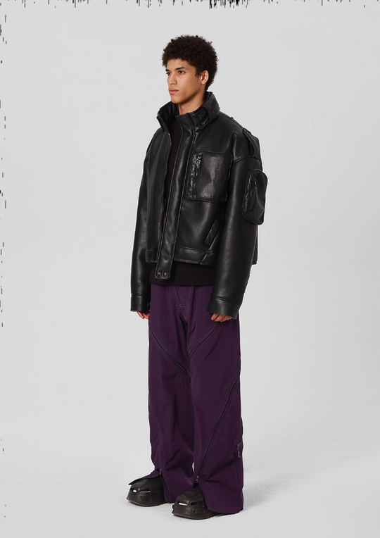 JHYQ Motorcycle Leather Short Jacket