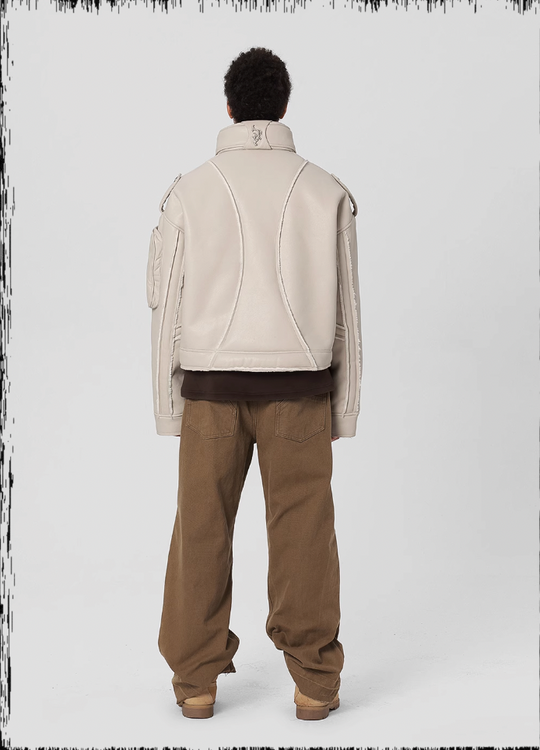 JHYQ Motorcycle Leather Short Jacket