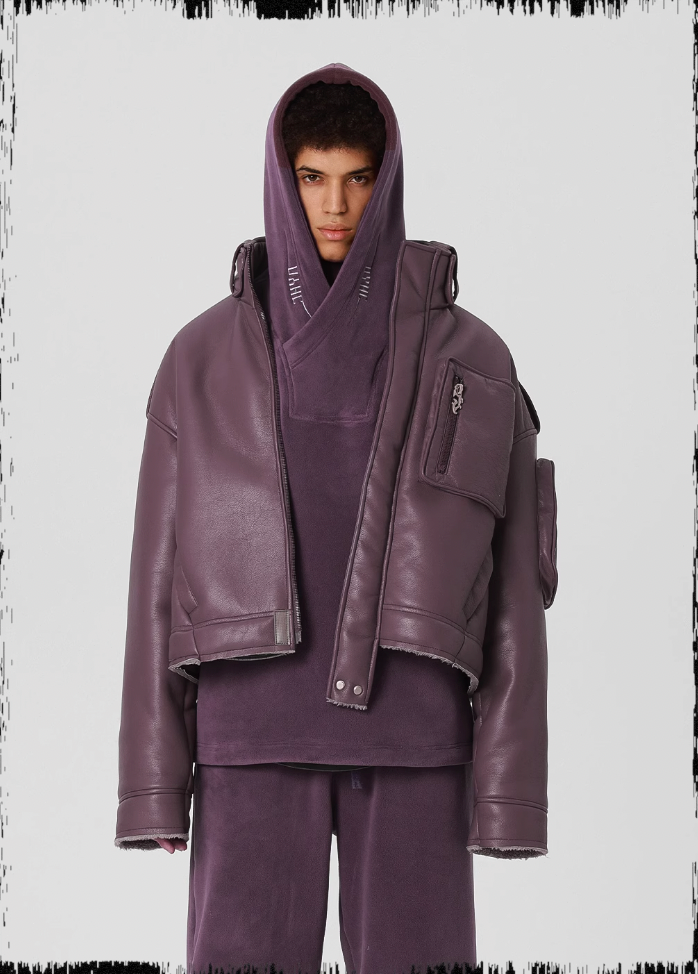 JHYQ Motorcycle Leather Short Jacket