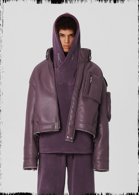 JHYQ Motorcycle Leather Short Jacket