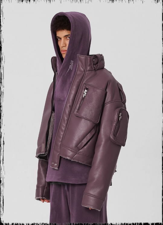 JHYQ Motorcycle Leather Short Jacket