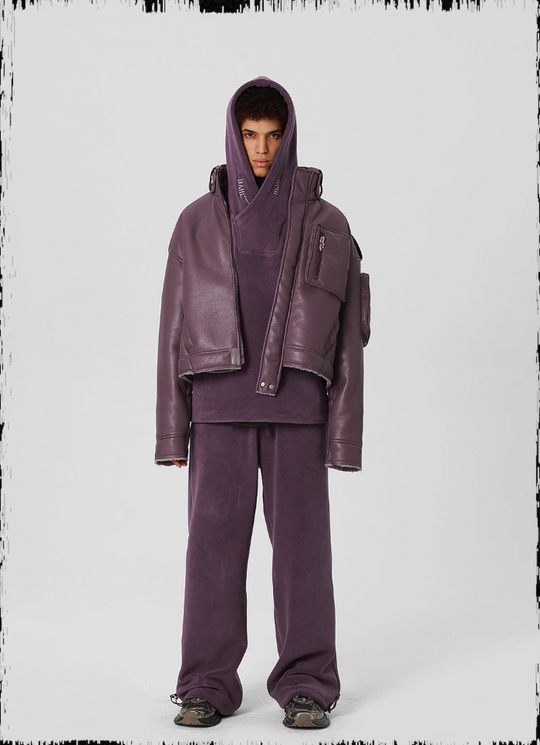 JHYQ Motorcycle Leather Short Jacket