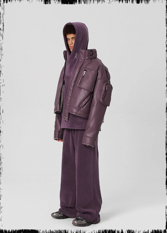 JHYQ Motorcycle Leather Short Jacket