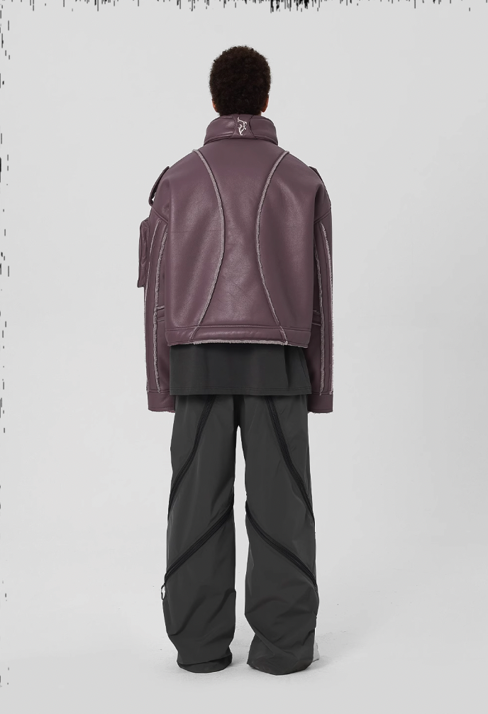 JHYQ Motorcycle Leather Short Jacket